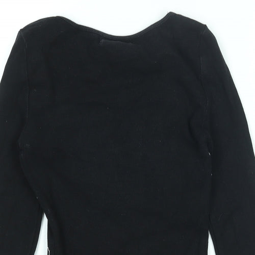 Mersikim Womens Black Cotton Basic T-Shirt Size M Round Neck - Tattoo Print