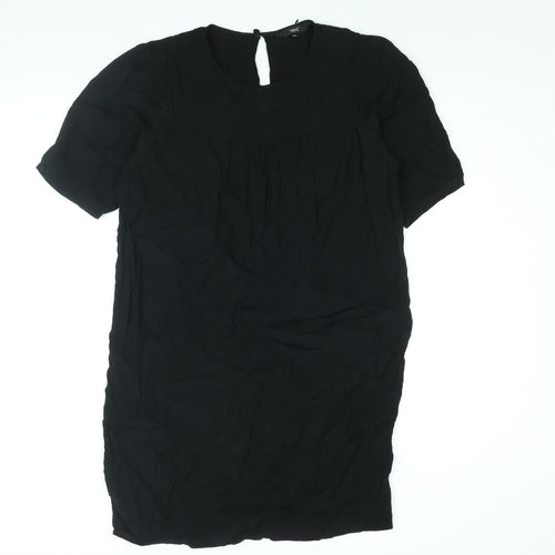 NEXT Womens Black Viscose Shift Size 14 Round Neck Button