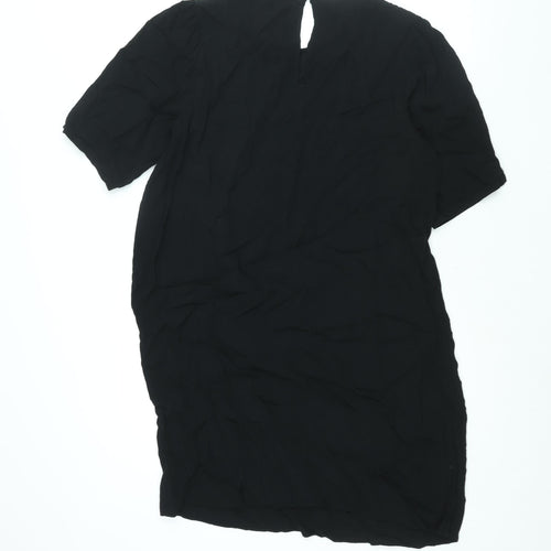 NEXT Womens Black Viscose Shift Size 14 Round Neck Button