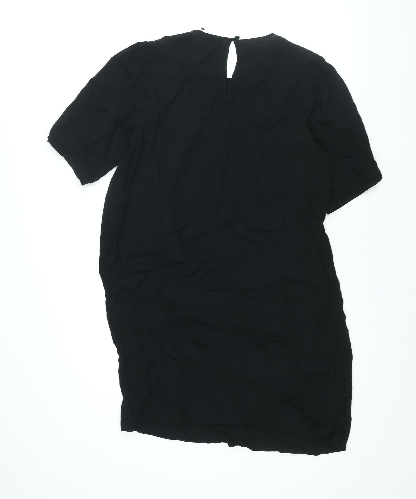 NEXT Womens Black Viscose Shift Size 14 Round Neck Button