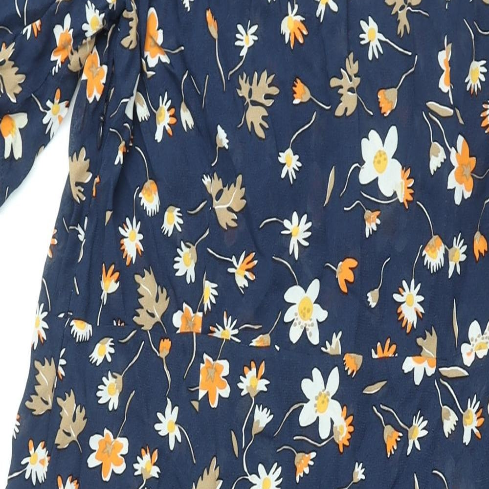 Arket Womens Blue Floral Viscose Shirt Dress Size 16 Collared Button