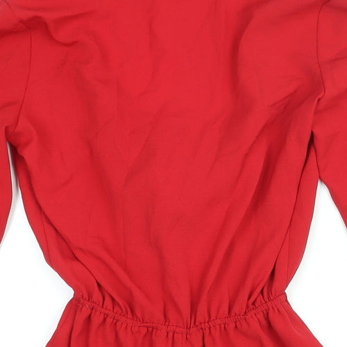 Glamorous Womens Red Polyester Playsuit One-Piece Size 6 Pullover - Frill Tie Detail