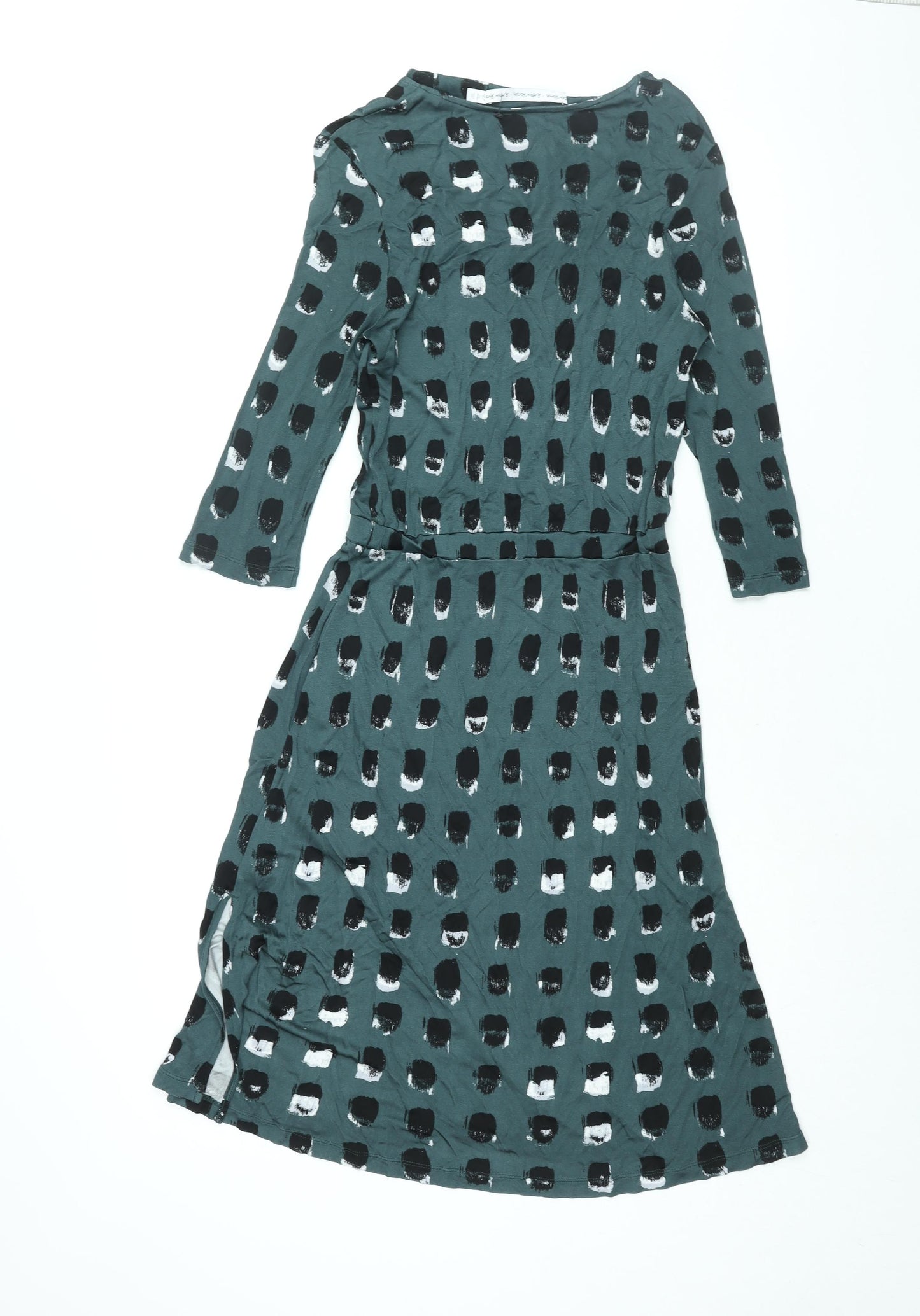 & Other Stories Womens Green Geometric Viscose Shift Size 6 Round Neck Pullover