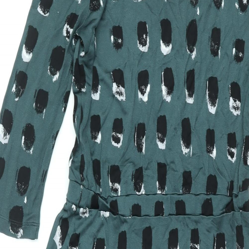 & Other Stories Womens Green Geometric Viscose Shift Size 6 Round Neck Pullover