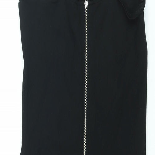 French Connection Womens Black Viscose Bodycon Size 10 V-Neck Zip - Lace Detail