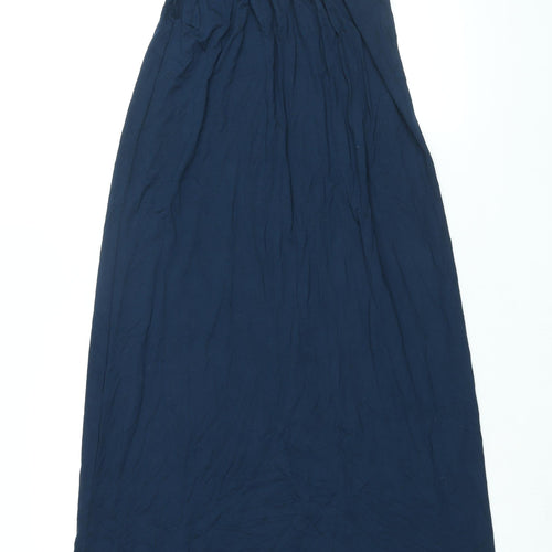 Warehouse Womens Blue Viscose Maxi Size 12 Scoop Neck Pullover - Beaded Neckline