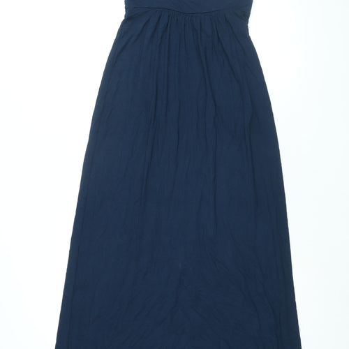 Warehouse Womens Blue Viscose Maxi Size 12 Scoop Neck Pullover - Beaded Neckline