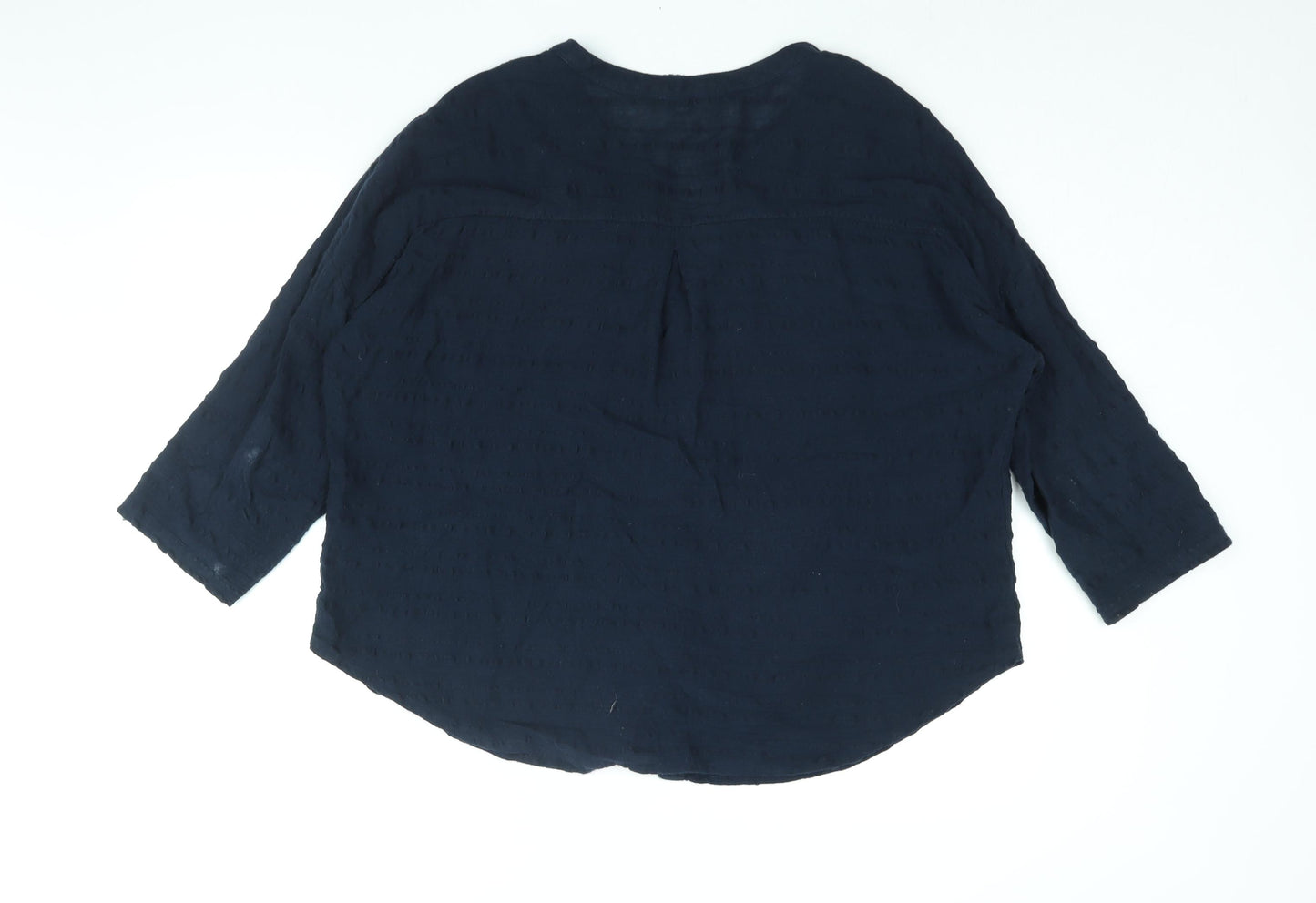 Monsoon Womens Blue Polyester Basic Blouse Size L V-Neck