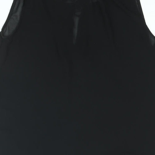 H&M Womens Black Polyester Camisole Blouse Size 6 Round Neck - Tassle Keyhole Neck