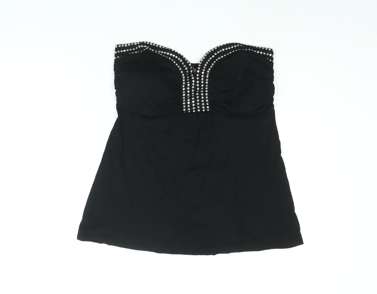 Ann Summers Womens Black Viscose Basic Blouse Size 16 Sweetheart - Stud Detail