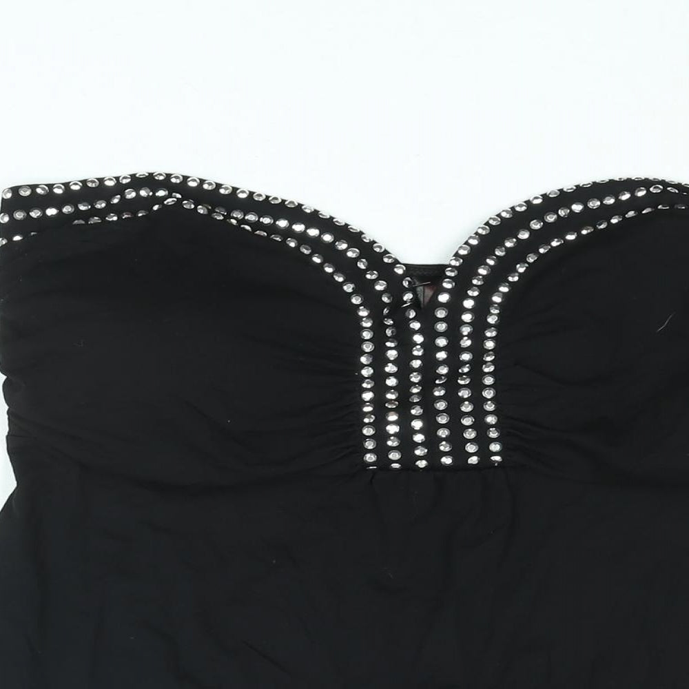 Ann Summers Womens Black Viscose Basic Blouse Size 16 Sweetheart - Stud Detail