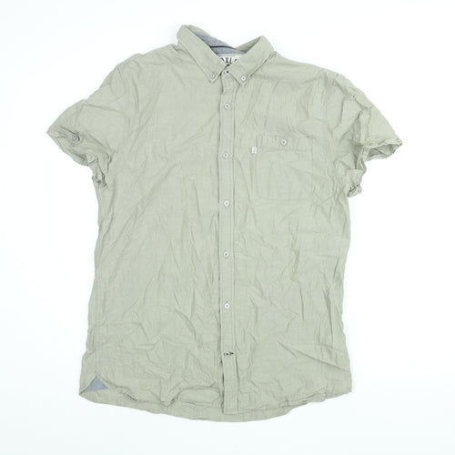 Croxley Mens Green Cotton Button-Up Size 2XL Collared Button