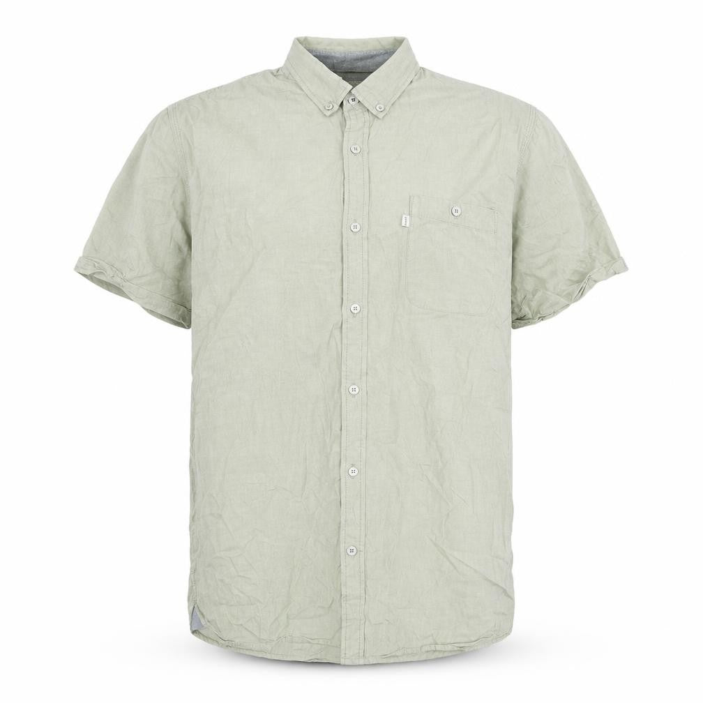 Front view of Croxley men’s green cotton button-up, size 2XL, collared button