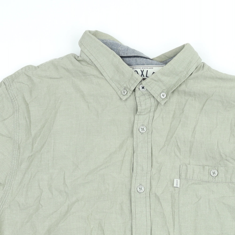 Croxley Mens Green Cotton Button-Up Size 2XL Collared Button