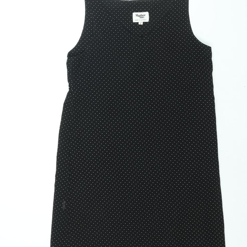 Mother Me Womens Black Polka Dot Polyester Tank Dress Size 8 Scoop Neck Pullover - Belted