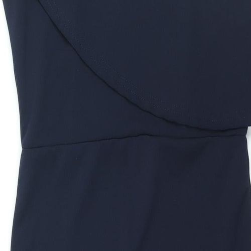 Missgudied Womens Blue Polyester Sheath Size 14 One Shoulder Pullover - Front Slit