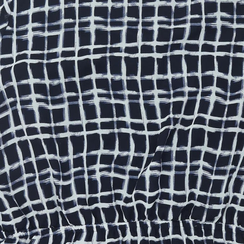 Label Be Womens Blue Check Polyester Shift Size 18 Round Neck Button
