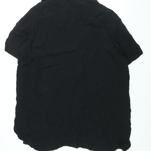 Pull&Bear Womens Black Polyester Shirt Dress Size S V-Neck Button