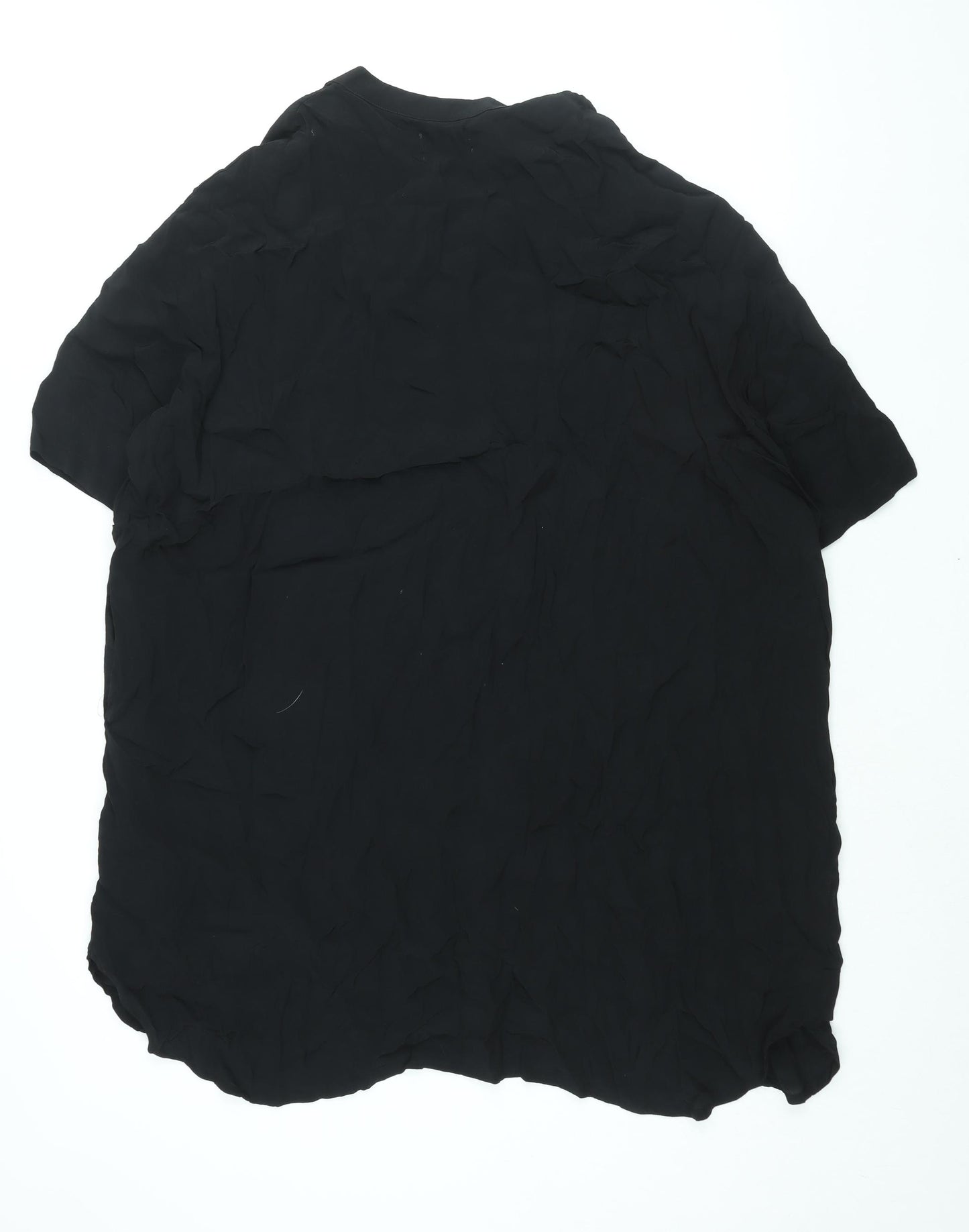 Pull&Bear Womens Black Polyester Shirt Dress Size S V-Neck Button