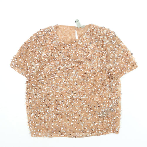 ASOS Womens Pink Polyester Basic Blouse Size 4 Round Neck - Sequin