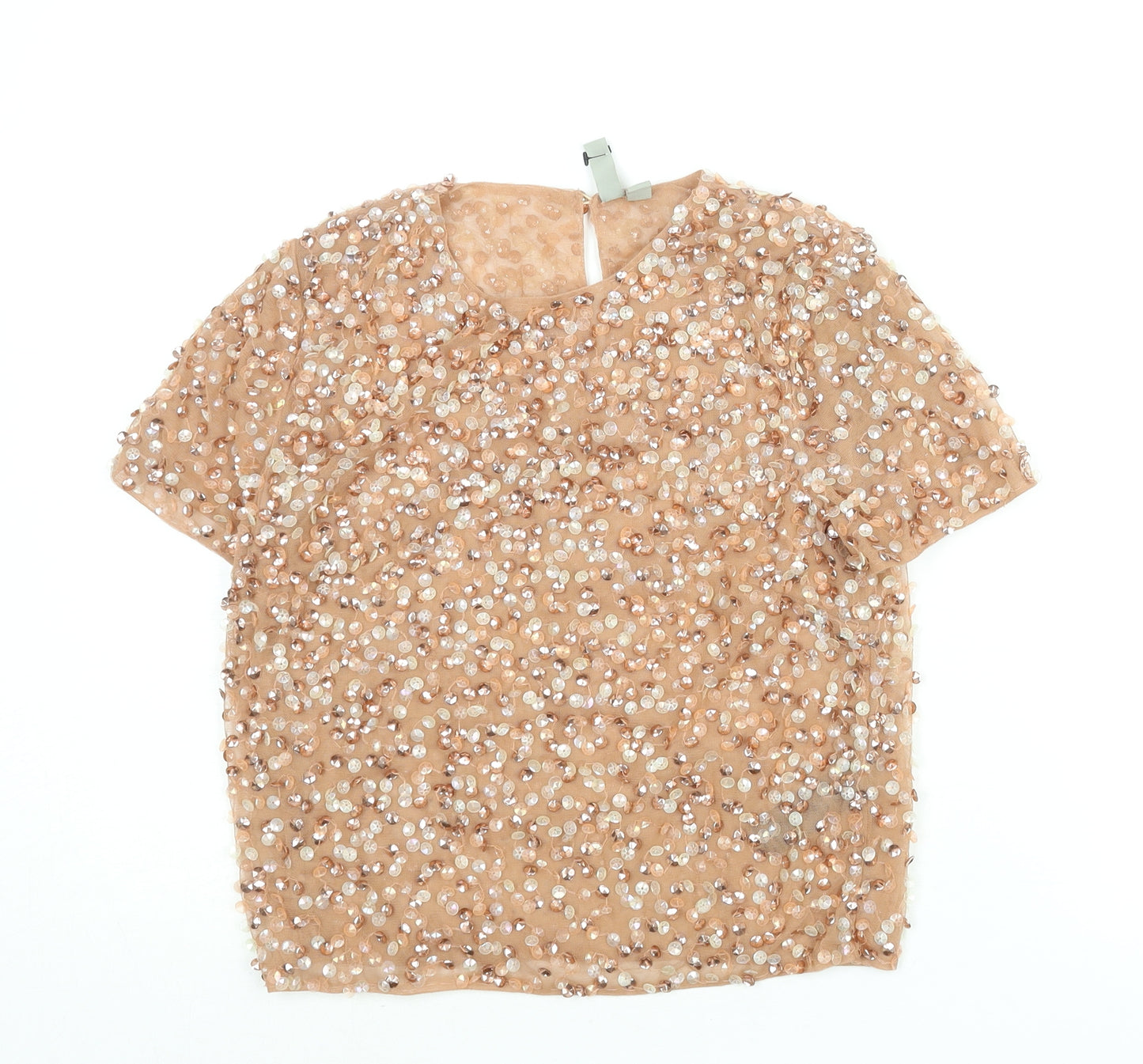 ASOS Womens Pink Polyester Basic Blouse Size 4 Round Neck - Sequin