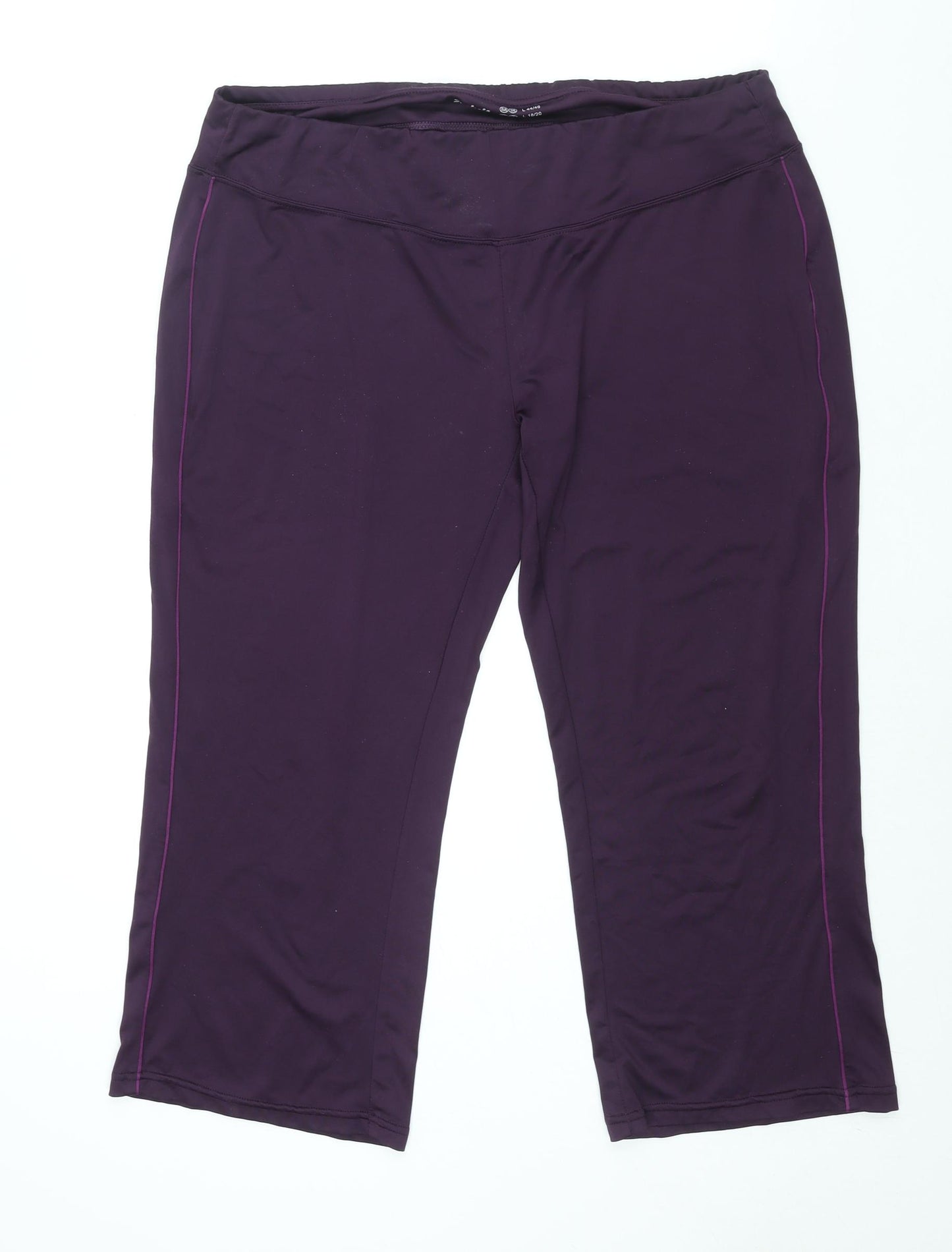 Crivit Womens Purple Polyester Cropped Trousers Size 18 L24 in Regular Pullover - Piped Sides