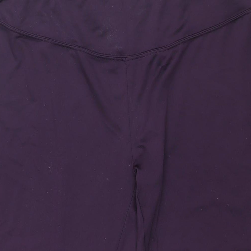 Crivit Womens Purple Polyester Cropped Trousers Size 18 L24 in Regular Pullover - Piped Sides