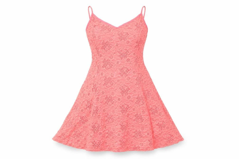 Front view of New Look women’s pink nylon a-line, size UK 8, v-neck pullover