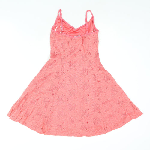 New Look Womens Pink Nylon A-Line Size 8 V-Neck Pullover