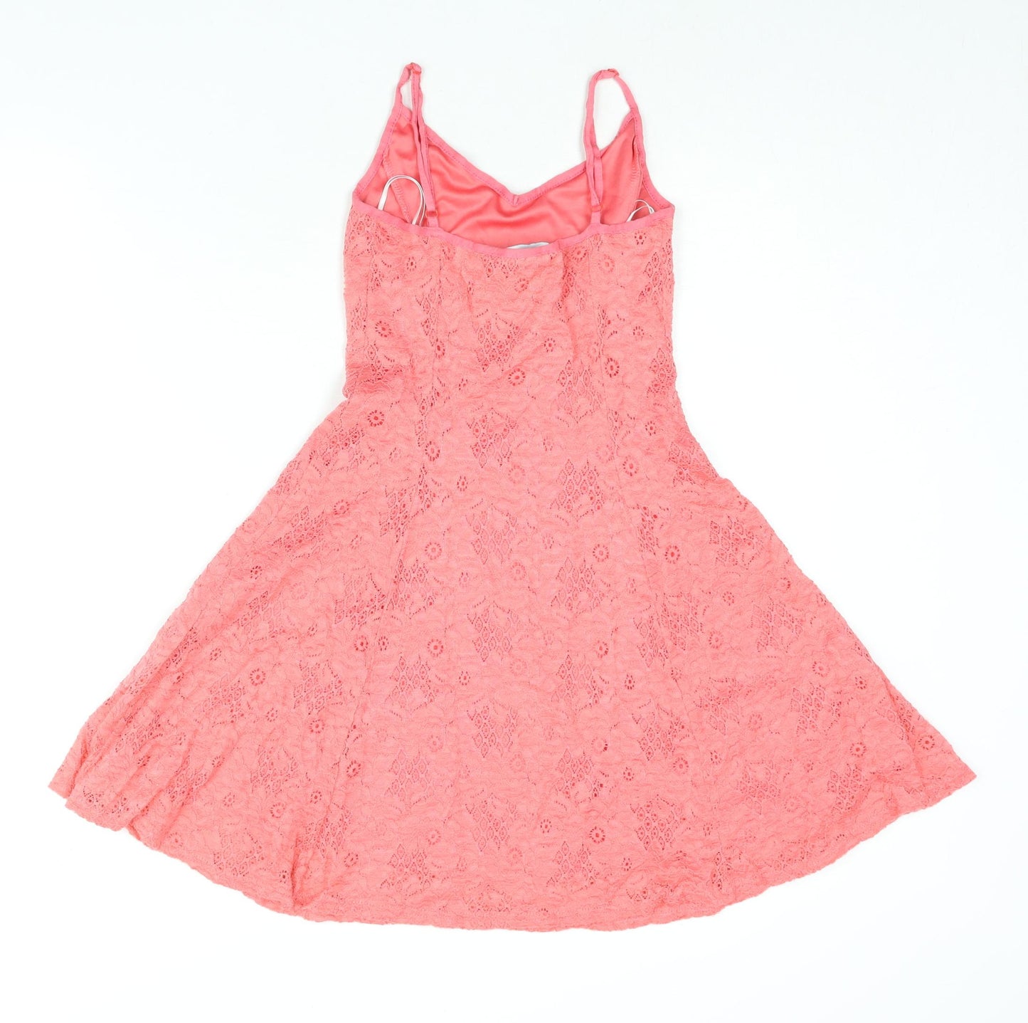New Look Womens Pink Nylon A-Line Size 8 V-Neck Pullover