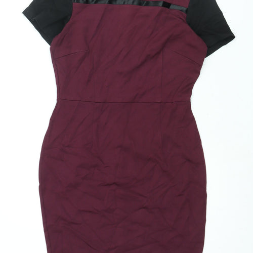 Sugarhill Womens Purple Viscose Bodycon Size 12 Round Neck Zip