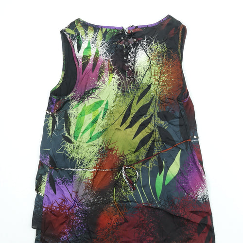 Jasper Conran Womens Multicoloured Geometric Polyester Camisole Blouse Size 8 Round Neck - Layered Sequin Trim
