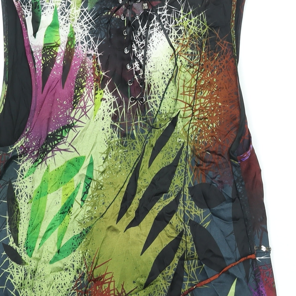 Jasper Conran Womens Multicoloured Geometric Polyester Camisole Blouse Size 8 Round Neck - Layered Sequin Trim