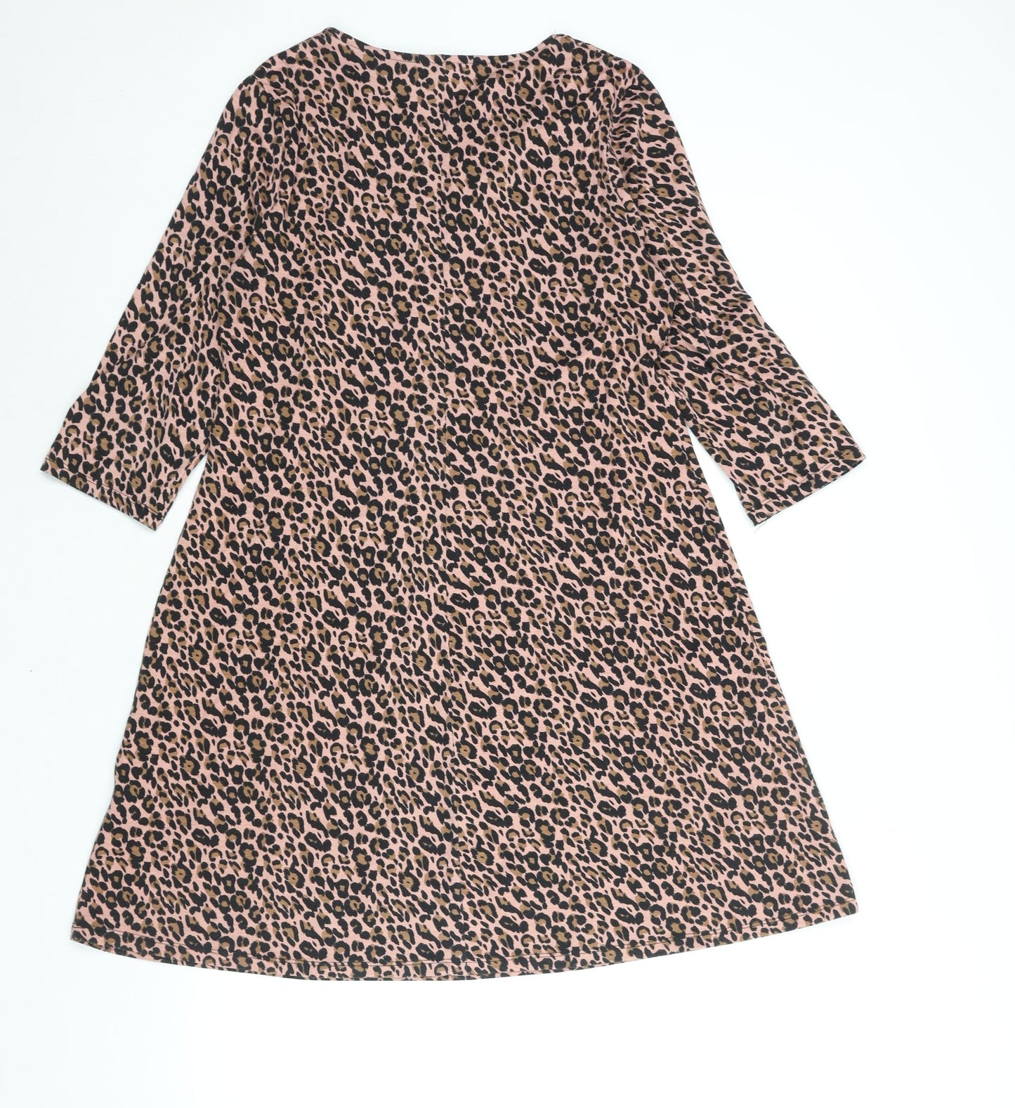 Capsule Womens Pink Animal Print Polyester Shift Size 12 Round Neck Pullover - Leopard Print