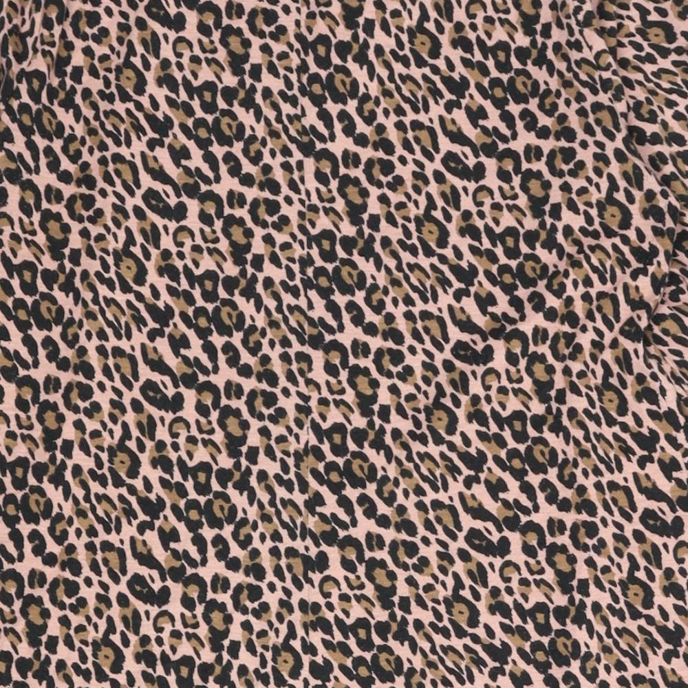 Capsule Womens Pink Animal Print Polyester Shift Size 12 Round Neck Pullover - Leopard Print