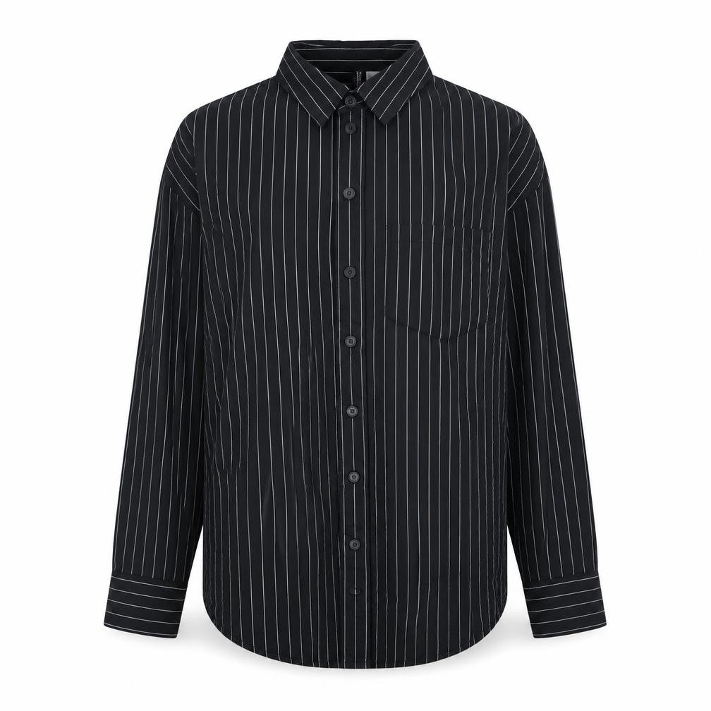 Divided by H&M Womens Black Striped Cotton Basic Button-Up Size XS Collared