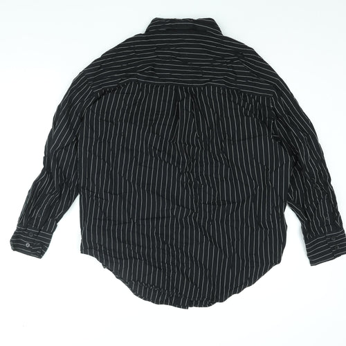 Divided by H&M Womens Black Striped Cotton Basic Button-Up Size XS Collared