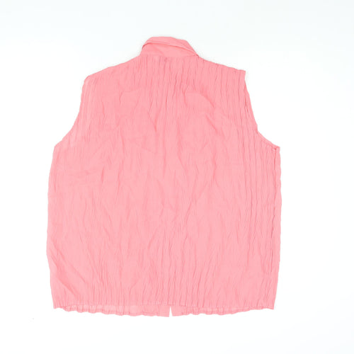 Bonmarché Womens Pink Polyester Basic Button-Up Size 16 Collared - Crinkle Look