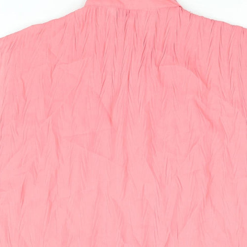 Bonmarché Womens Pink Polyester Basic Button-Up Size 16 Collared - Crinkle Look