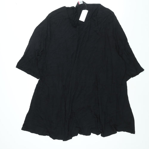Yours Womens Black Viscose T-Shirt Dress Size 30 Round Neck Pullover - Size 30-32