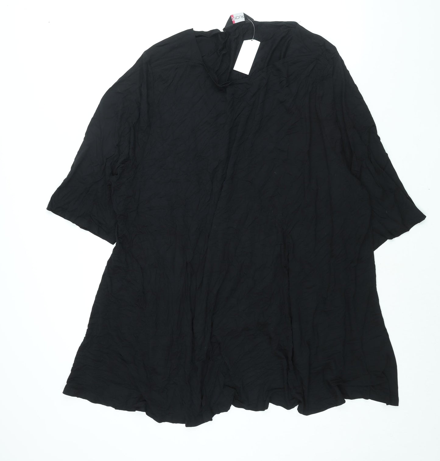 Yours Womens Black Viscose T-Shirt Dress Size 30 Round Neck Pullover - Size 30-32