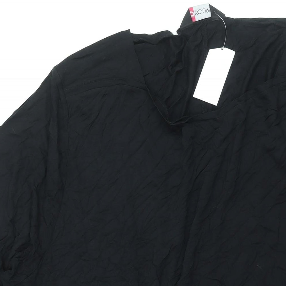 Yours Womens Black Viscose T-Shirt Dress Size 30 Round Neck Pullover - Size 30-32
