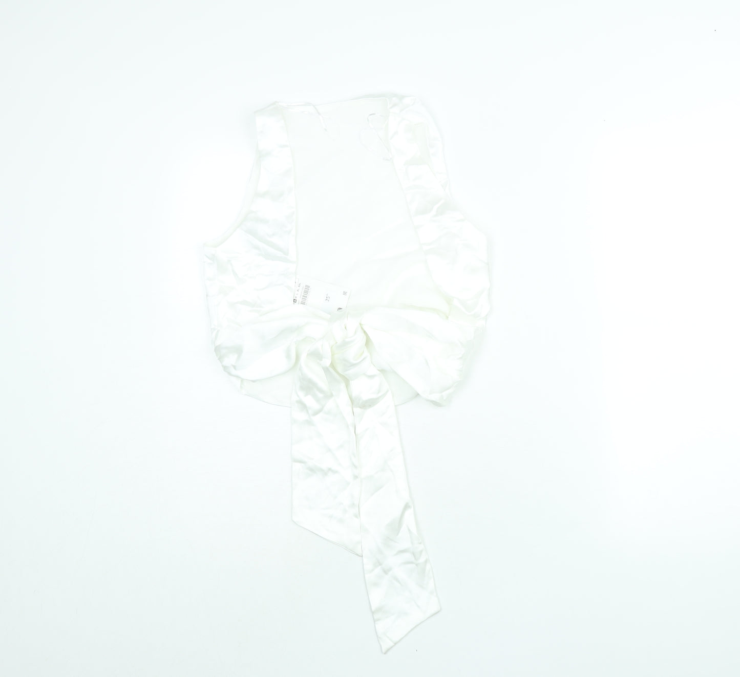 Zara Womens White Polyester Basic Blouse Size S Round Neck - Backless