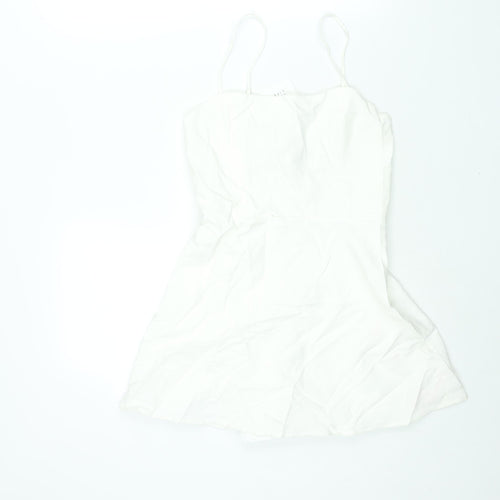 Zara Womens White Viscose Playsuit One-Piece Size M Zip - Skort