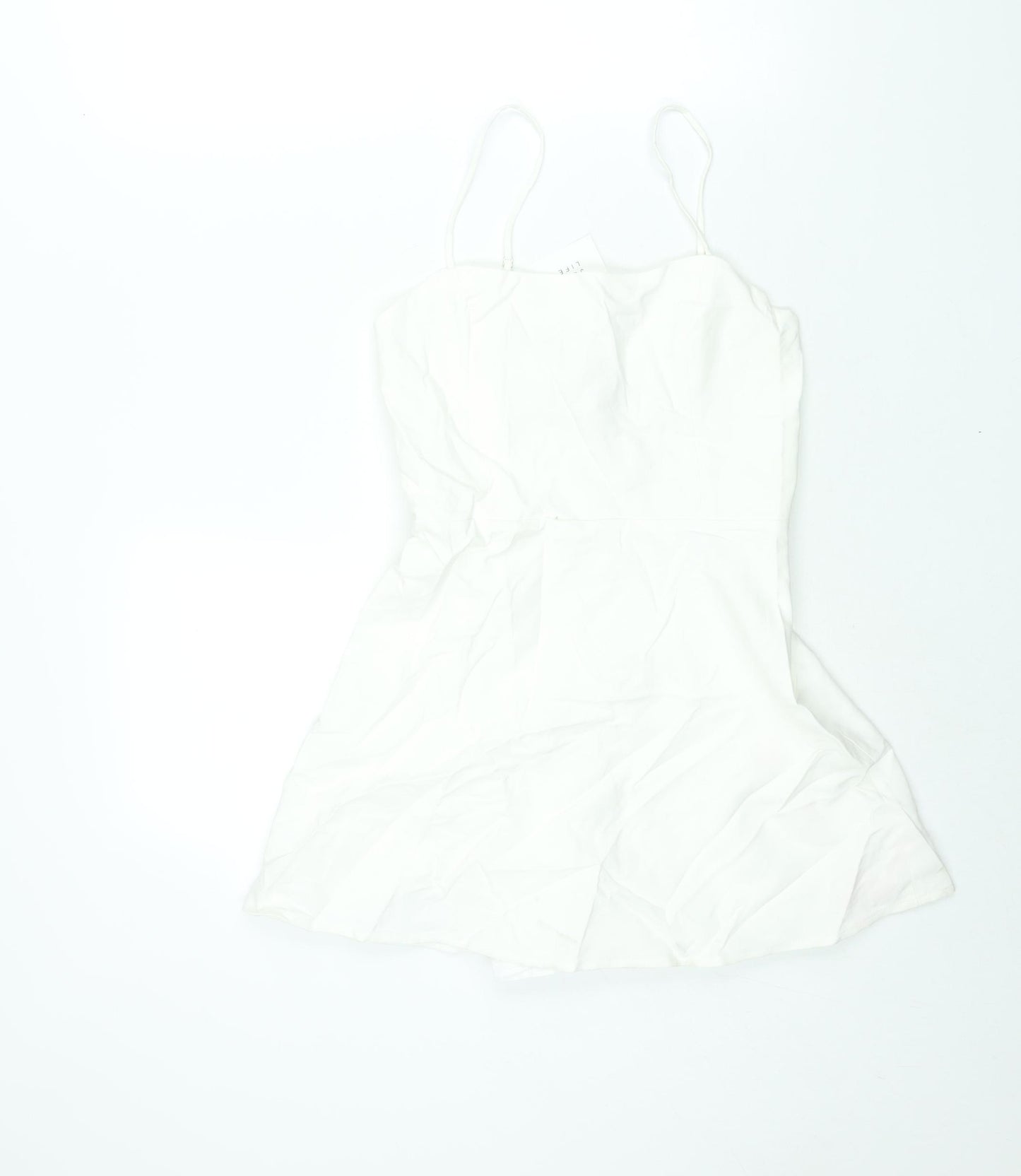 Zara Womens White Viscose Playsuit One-Piece Size M Zip - Skort