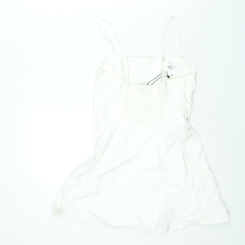 Zara Womens White Viscose Playsuit One-Piece Size M Zip - Skort