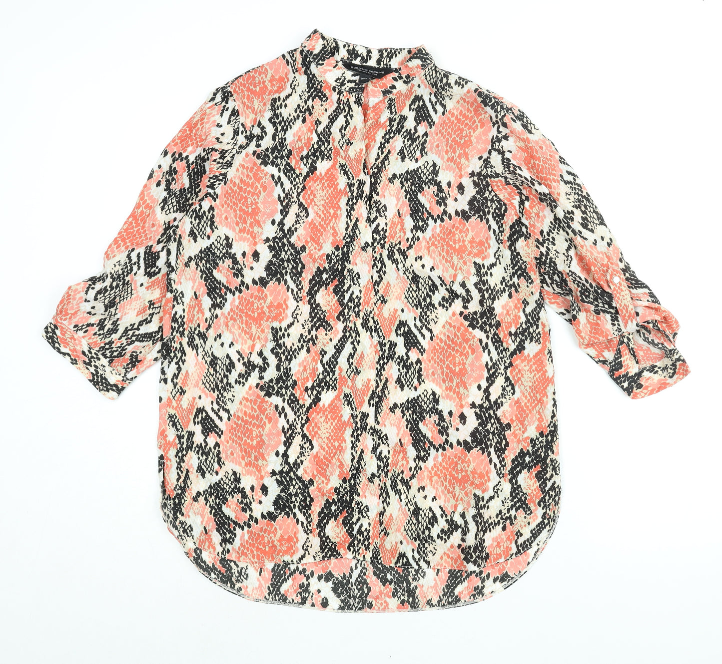 Dorothy Perkins Womens Multicoloured Animal Print Polyester Basic Blouse Size 12 V-Neck - Snakeskin Print