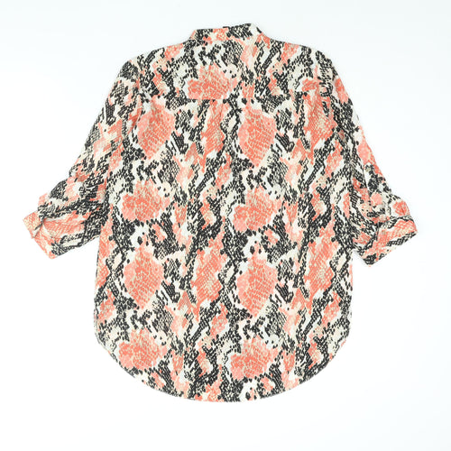 Dorothy Perkins Womens Multicoloured Animal Print Polyester Basic Blouse Size 12 V-Neck - Snakeskin Print