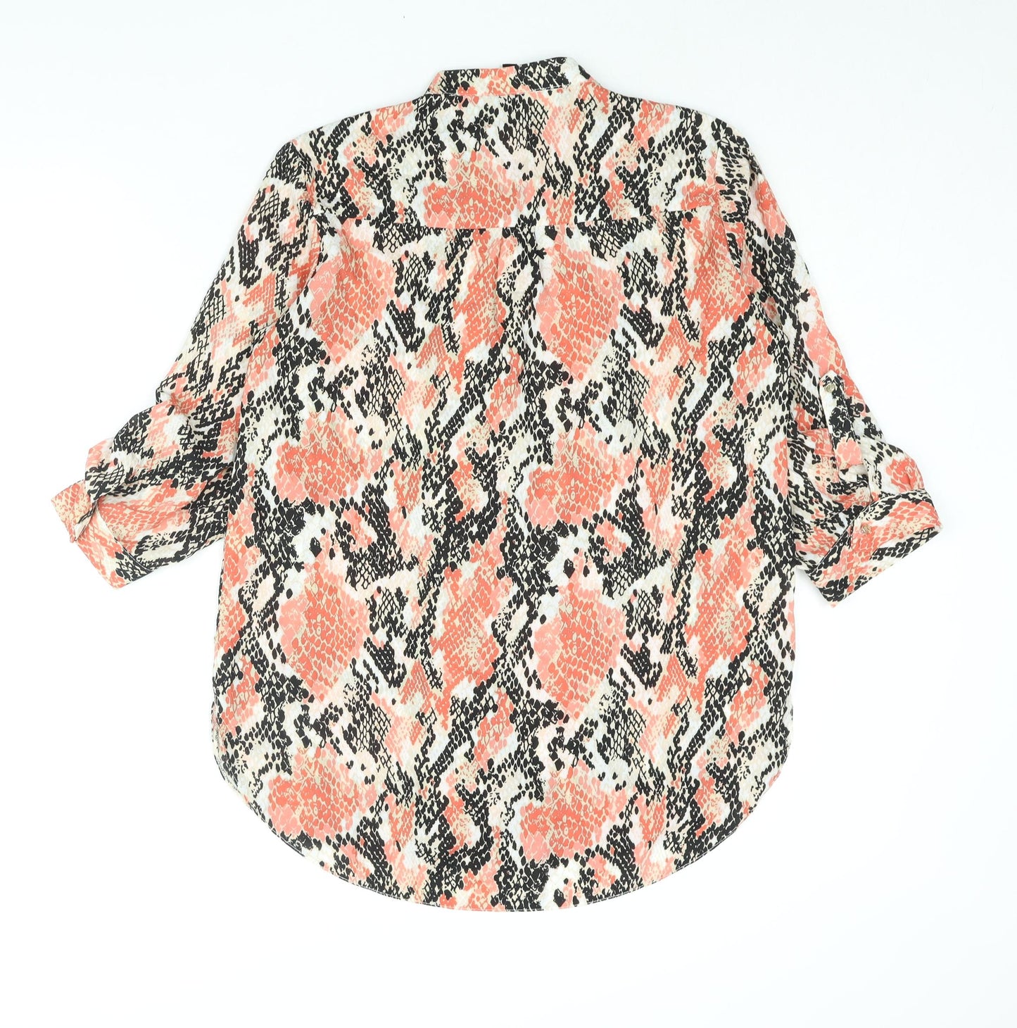 Dorothy Perkins Womens Multicoloured Animal Print Polyester Basic Blouse Size 12 V-Neck - Snakeskin Print