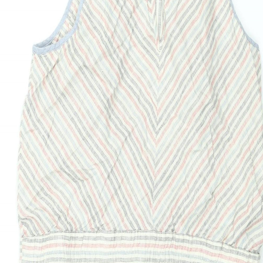 Warehouse Womens Multicoloured Animal Print Linen Shift Size 12 Round Neck Button - Drawstring Waist